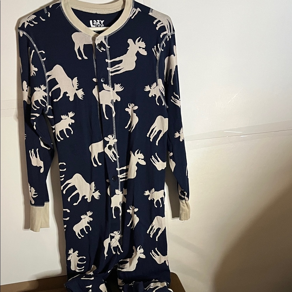 😄Adult onesie moose cotton thermal lazy one trap door small